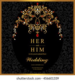Wedding invitation or card with abstract background.