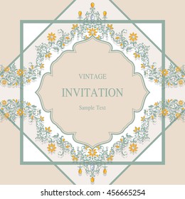 Wedding invitation or card with abstract background. Islam, Arabic, Indian, Dubai.