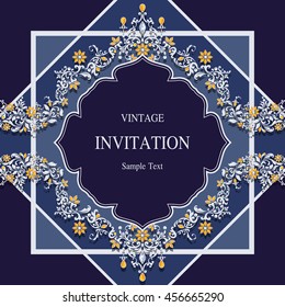 Wedding invitation or card with abstract background. Islam, Arabic, Indian, Dubai.