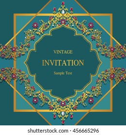 Wedding invitation or card with abstract background. Islam, Arabic, Indian, Dubai.