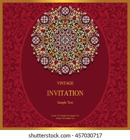 Wedding invitation or card with abstract background. Islam, Arabic, Indian, Dubai.