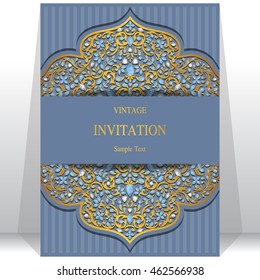 Wedding invitation or card with abstract background. Islam, Arabic, Indian, Dubai.