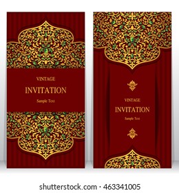 Wedding invitation or card with abstract background. Islam, Arabic, Indian, Dubai.