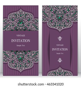 Wedding invitation or card with abstract background. Islam, Arabic, Indian, Dubai.