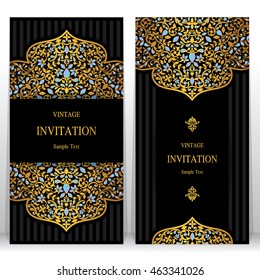 Wedding invitation or card with abstract background. Islam, Arabic, Indian, Dubai.