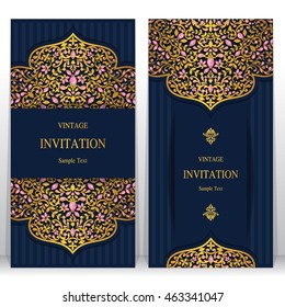 Wedding invitation or card with abstract background. Islam, Arabic, Indian, Dubai.