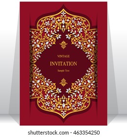 Wedding invitation or card with abstract background. Islam, Arabic, Indian, Dubai.