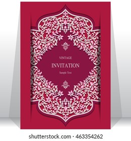 Wedding invitation or card with abstract background. Islam, Arabic, Indian, Dubai.