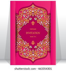 Wedding invitation or card with abstract background. Islam, Arabic, Indian, Dubai.