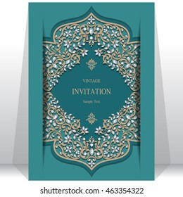 Wedding invitation or card with abstract background. Islam, Arabic, Indian, Dubai.