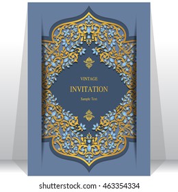 Wedding invitation or card with abstract background. Islam, Arabic, Indian, Dubai.