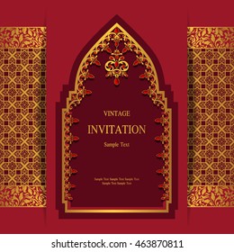 Wedding invitation or card with abstract background. Islam, Arabic, Indian, Dubai.