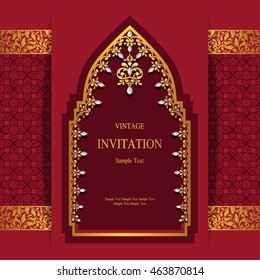 Wedding invitation or card with abstract background. Islam, Arabic, Indian, Dubai.