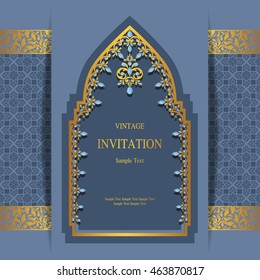 Wedding invitation or card with abstract background. Islam, Arabic, Indian, Dubai.