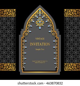 Wedding invitation or card with abstract background. Islam, Arabic, Indian, Dubai.