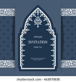Wedding invitation or card with abstract background. Islam, Arabic, Indian, Dubai.