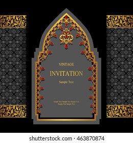 Wedding invitation or card with abstract background. Islam, Arabic, Indian, Dubai.