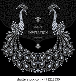 Wedding invitation or card with abstract background. Islam, Arabic, Indian, Dubai.