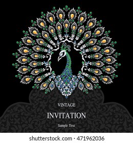Wedding invitation or card with abstract background. Islam, Arabic, Indian, Dubai.
