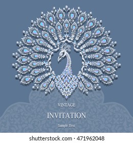 Wedding invitation or card with abstract background. Islam, Arabic, Indian, Dubai.