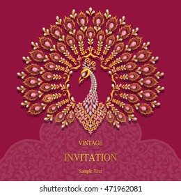 Wedding invitation or card with abstract background. Islam, Arabic, Indian, Dubai.