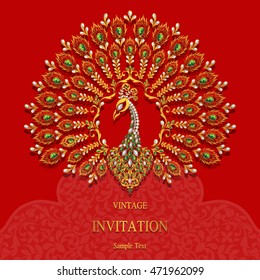 Wedding invitation or card with abstract background. Islam, Arabic, Indian, Dubai.