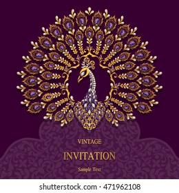 Wedding invitation or card with abstract background. Islam, Arabic, Indian, Dubai.