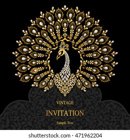 Wedding invitation or card with abstract background. Islam, Arabic, Indian, Dubai.