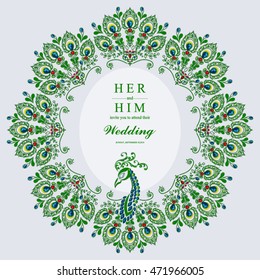 Wedding invitation or card with abstract background. Islam, Arabic, Indian, Dubai.