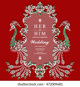 Wedding invitation or card with abstract background. Islam, Arabic, Indian, Dubai.
