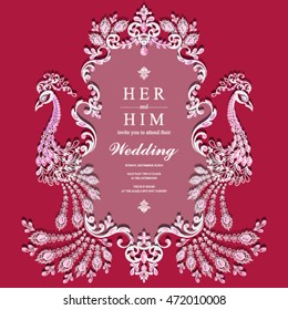 Wedding invitation or card with abstract background. Islam, Arabic, Indian, Dubai.