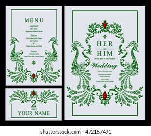 Wedding invitation or card with abstract background. Islam, Arabic, Indian.