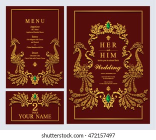 Wedding invitation or card with abstract background. Islam, Arabic, Indian.