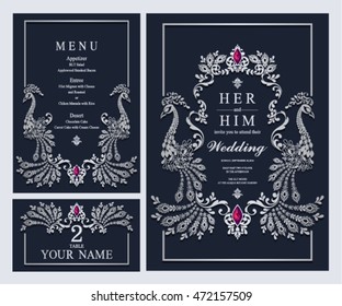 Wedding invitation or card with abstract background. Islam, Arabic, Indian.