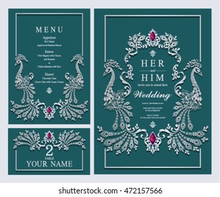 Wedding invitation or card with abstract background. Islam, Arabic, Indian.