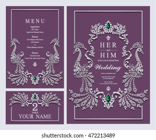 Wedding invitation or card with abstract background. Islam, Arabic, Indian.