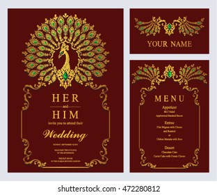 Wedding invitation or card with abstract background. Islam, Arabic, Indian.