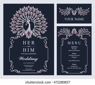 Wedding invitation or card with abstract background. Islam, Arabic, Indian.