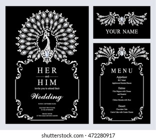 Wedding invitation or card with abstract background. Islam, Arabic, Indian.