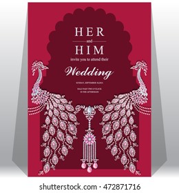 Wedding invitation or card with abstract background. Islam, Arabic, Indian, Dubai.