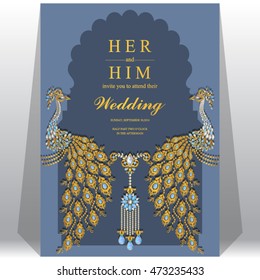 Wedding invitation or card with abstract background. Islam, Arabic, Indian, Dubai.