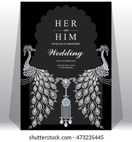 Wedding invitation or card with abstract background. Islam, Arabic, Indian, Dubai.