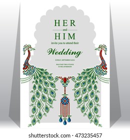 Wedding invitation or card with abstract background. Islam, Arabic, Indian, Dubai.