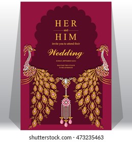 Wedding invitation or card with abstract background. Islam, Arabic, Indian, Dubai.