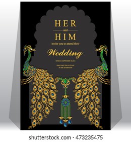 Wedding invitation or card with abstract background. Islam, Arabic, Indian, Dubai.
