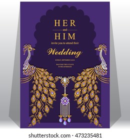 Wedding invitation or card with abstract background. Islam, Arabic, Indian, Dubai.