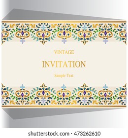 Wedding invitation or card with abstract background. Islam, Arabic, Indian, Dubai.