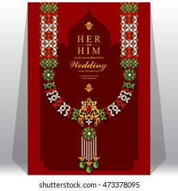 Wedding invitation or card with abstract background. Islam, Arabic, Indian, Dubai.