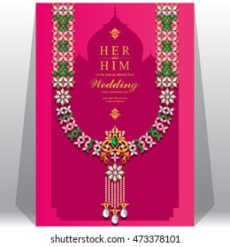 Wedding invitation or card with abstract background. Islam, Arabic, Indian, Dubai.