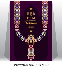 Wedding invitation or card with abstract background. Islam, Arabic, Indian, Dubai.